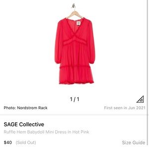 Sage collective ruffle hem mini dress in hot pink size 12
